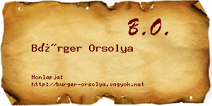 Bürger Orsolya névjegykártya